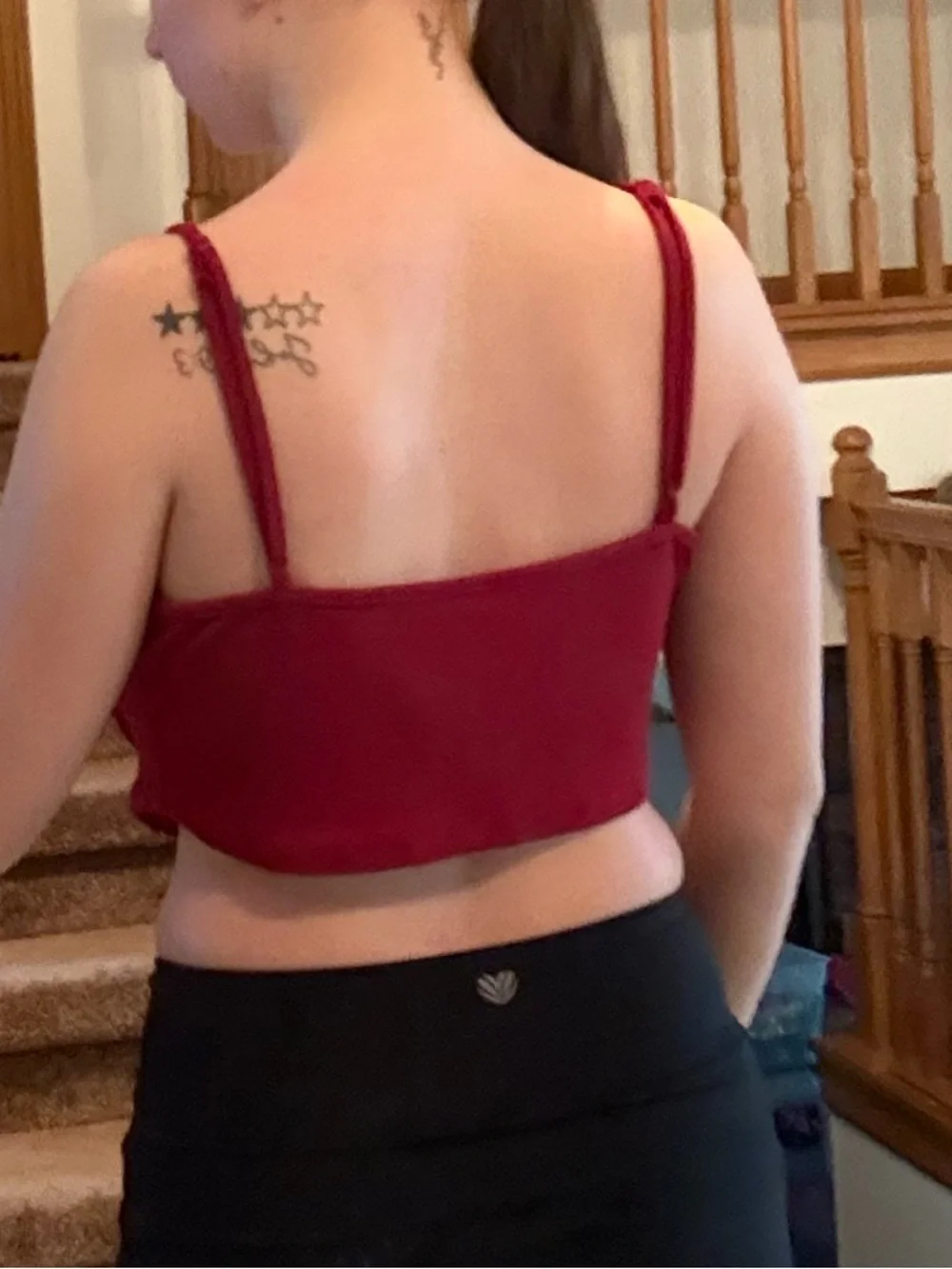 Red Ribbed Cropped Top - Picture 2 of 4